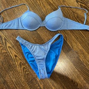 Triangl Blue Sparkle Bikini two piece set